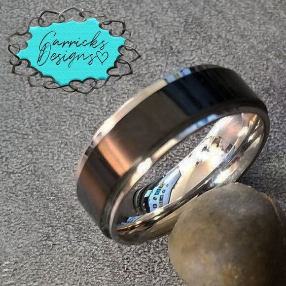 Men's Black Spinner Promise Ring - Men's Fidget Spinner Ring - Mens Worry Ring - Picture 7 of 9